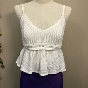 Hollister Easy Crochet-Style Babydoll Tank Top Size Small 100% Cotton